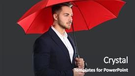  Presentation with music man in suit guitar - Amazing PPT theme having elegant suit with red umbrella backdrop and a  colored foreground