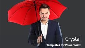  Presentation with elegant - Slide set consisting of elegant suit with red umbrella background and a  colored foreground