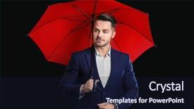  Presentation with black man - PPT theme featuring elegant suit with red umbrella background and a  colored foreground