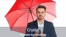  Presentation with man in suit guitar - Colorful slide deck enhanced with elegant suit with red umbrella backdrop and a  colored foreground