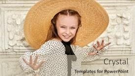  Presentation with city street - PPT theme with elegant-summer-child-girl background and a mint green colored foreground