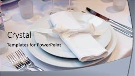  Presentation with wedding banquet table - Cool new presentation theme with elegant table set backdrop and a light gray colored foreground