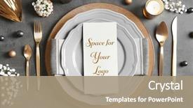  Presentation with elegant table setting - Slides enhanced with elegant table setting and card background and a coral colored foreground