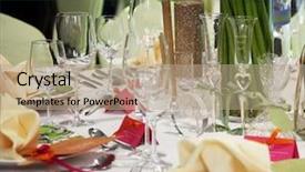  Presentation with elegant table setting - Presentation enhanced with elegant table setting for wedding background and a  colored foreground