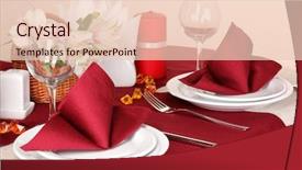  Presentation with elegant table setting - Cool new presentation theme with elegant table setting in restaurant backdrop and a lemonade colored foreground