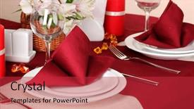  Presentation with elegant table setting - Presentation theme enhanced with elegant table setting in restaurant background and a red colored foreground