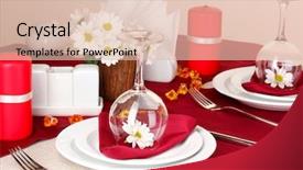  Presentation with elegant table setting - PPT layouts consisting of elegant table setting in restaurant background and a lemonade colored foreground
