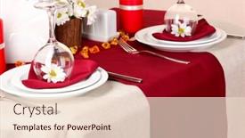 Presentation with elegant table setting - Beautiful PPT theme featuring elegant table setting in restaurant backdrop and a lemonade colored foreground