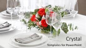  Presentation with elegant table setting - PPT theme having elegant table setting with beautiful background and a light gray colored foreground