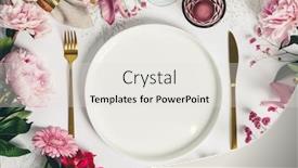  Presentation with elegant table setting - Slide set enhanced with elegant-table-setting-with-floral background and a light gray colored foreground