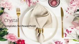  Presentation with elegant table setting - Cool new PPT layouts with elegant-table-setting-with-floral backdrop and a lemonade colored foreground