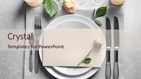  Presentation with elegant table setting - PPT theme enhanced with elegant table setting with floral background and a lemonade colored foreground