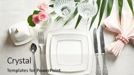  Presentation with elegant table setting - Theme having elegant table setting with floral background and a light gray colored foreground