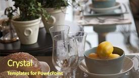  Presentation with elegant table setting - Colorful presentation enhanced with elegant table setting backdrop and a tawny brown colored foreground