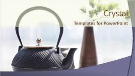  Presentation with cup of lemon tea - Audience pleasing presentation consisting of elegant tea pot and cup backdrop and a  colored foreground