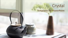  Presentation with cup of lemon tea - Amazing presentation theme having elegant tea pot and cup backdrop and a  colored foreground
