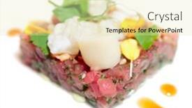  Presentation with flower elegant - Beautiful slides featuring elegant tuna tartare with flower petals and delicious sauce isolated on white backdrop and a soft green colored foreground