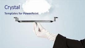  Presentation with restaurant waiter - Amazing presentation having elegant waiter business hand backdrop and a sky blue colored foreground