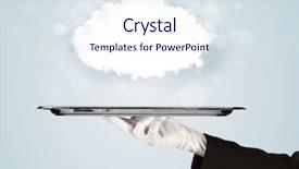  Presentation with blue business - PPT layouts with elegant waiter business hand background and a sky blue colored foreground