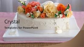  Presentation with elegant flowers - PPT layouts having elegant wedding cake decorated background and a coral colored foreground