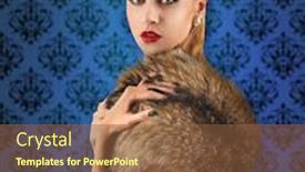  Presentation with luxury lifestyle - PPT theme with elegant-woman-in-fur-cape background and a tawny brown colored foreground