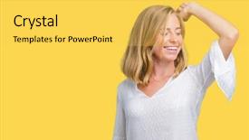  Presentation with beautiful flower elegant - Audience pleasing presentation design consisting of elegant woman over isolated background backdrop and a yellow colored foreground