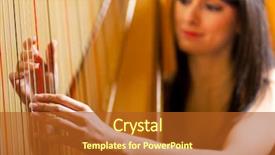 Presentation with elegant - Presentation design consisting of elegant woman playing the harp background and a red colored foreground