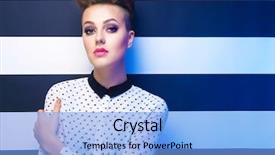  Presentation with beauty and fashion - PPT theme having elegant woman wearing polka dot background and a light blue colored foreground