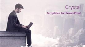  Presentation with elegant - Presentation theme having elegant-young-businessman-sitting and a  colored foreground