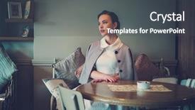  Presentation with alone - Slide deck consisting of elegant young lady alone in a cafe background and a dark gray colored foreground