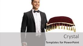  Presentation with man in suit and tie - Cool new presentation theme with elegant-young-man backdrop and a light gray colored foreground