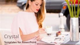  Presentation with lactation young woman breastfeeding - Cool new theme with elegant young woman drinking coffee in cafe backdrop and a lemonade colored foreground