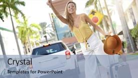  Presentation with hailing cab - Amazing presentation having elegant young woman hailing backdrop and a light blue colored foreground