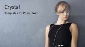  Presentation with black woman - PPT theme consisting of elegant young woman in black background and a light gray colored foreground