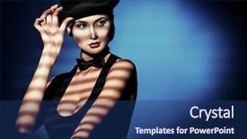  Presentation with black light - Beautiful PPT theme featuring elegant young woman posing backdrop and a ocean colored foreground