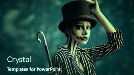  Presentation with top hat - Audience pleasing PPT layouts consisting of top-hat with pumpkin skull backdrop and a ocean colored foreground
