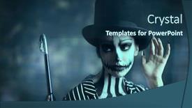  Presentation with top hat - Audience pleasing presentation theme consisting of hat with pumpkin skull make backdrop and a ocean colored foreground