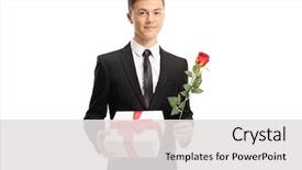  Presentation with white rose - Cool new slides with elegantly dressed handsome teenage boy backdrop and a light gray colored foreground