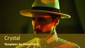  Presentation with masculine - Slide deck with elegantly-dressed-masculine-man-stands background and a tawny brown colored foreground