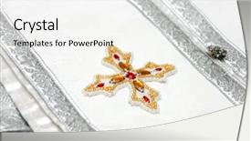  Presentation with element - Amazing PPT layouts having pope - element clothing priest decorated backdrop and a white colored foreground