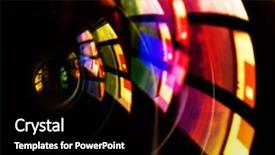  Presentation with element - PPT theme featuring macro shot of front element of a camera lens with beautiful color lights reflections background and a black colored foreground