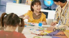  Presentation with elementary children - Beautiful slides featuring elementary age children sitting backdrop and a coral colored foreground