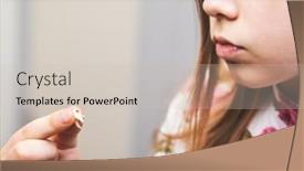  Presentation with dental hygiene - Beautiful theme featuring elementary-age-girl-observing-extracted backdrop and a soft green colored foreground