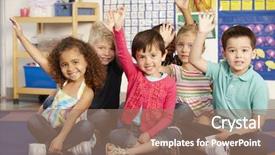  Presentation with halogen group of elements - Audience pleasing slide set consisting of elementary age schoolchildren answering question backdrop and a coral colored foreground
