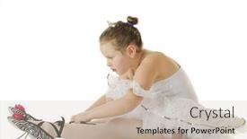  Presentation with ballerina - Beautiful slides featuring elementary ballerina tying on her zebra-stripped slippers while in her dance costume on a white background backdrop and a soft green colored foreground