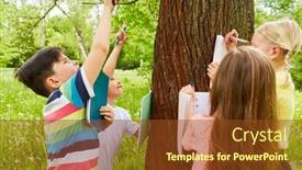  Presentation with elementary - Theme enhanced with elementary-boys-pointing-while-female background and a tawny brown colored foreground