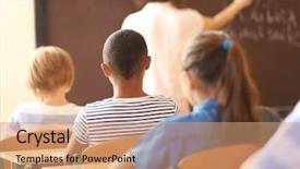  Presentation with elementary children - Slides consisting of elementary children - kids in classroom background and a coral colored foreground