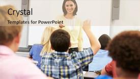  Presentation with class - Presentation consisting of elementary children - teacher standing in front background and a soft green colored foreground