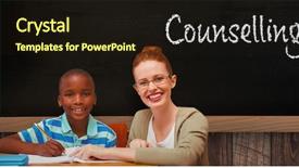  Presentation with counseling - Amazing slide set having elementary counseling - happy pupil and teacher backdrop and a wine colored foreground