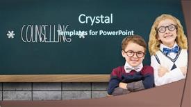  Presentation with teal - PPT layouts featuring elementary counseling - word counselling and cute pupils background and a ocean colored foreground